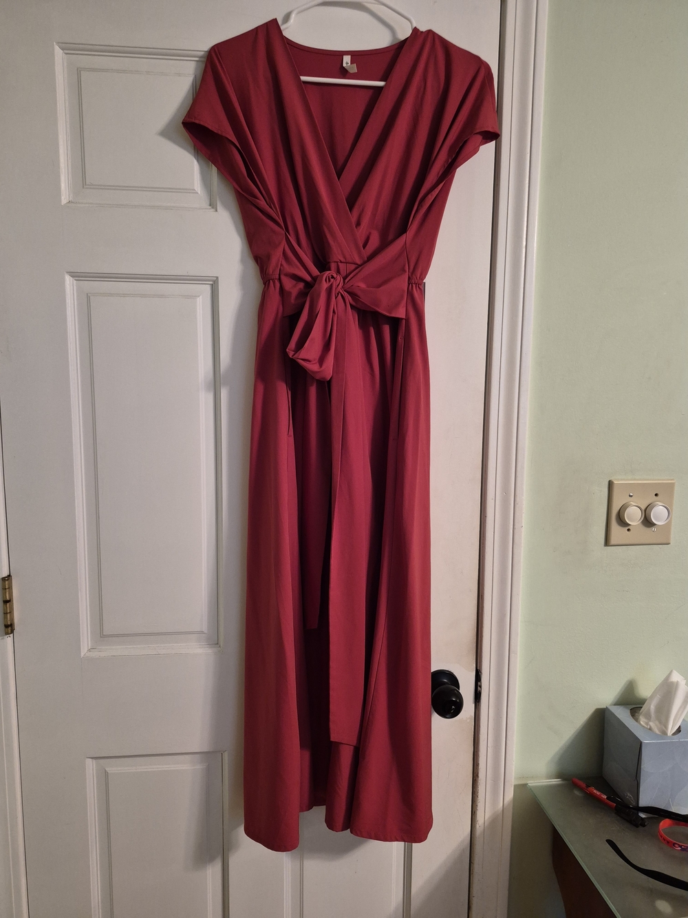 Wrap-Front Orange Maxi Dress with Tie Waist